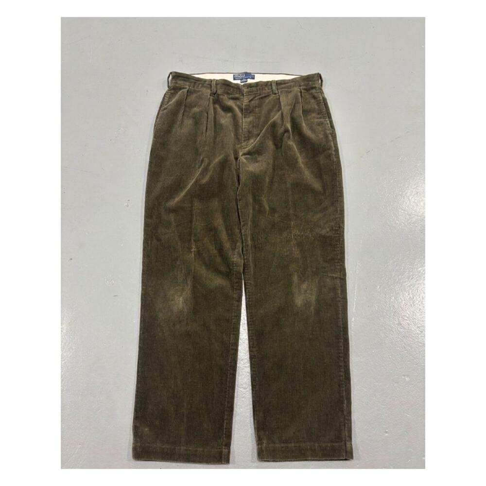 Polo Ralph Lauren Men's 38x32 Corduroy Pants Green Plaid Andrew Dressed Preppy